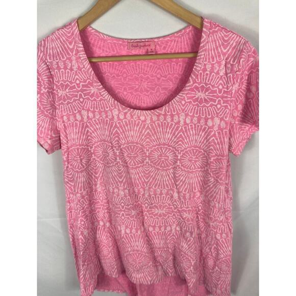 Fresh Produce Light Pink Ocean Beach Print Hi Lo Tshirt Size Medium - Picture 2 of 5
